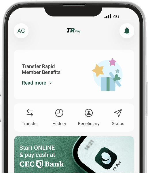 Ecranul principal din TR Pay